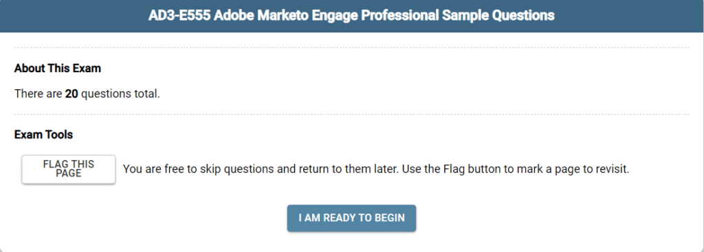 A sample questionnaire for the Marketo certification exam