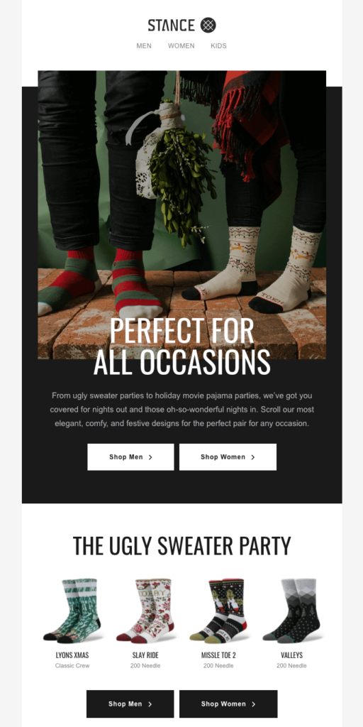 Christmas email campaign: the ugly sweater party