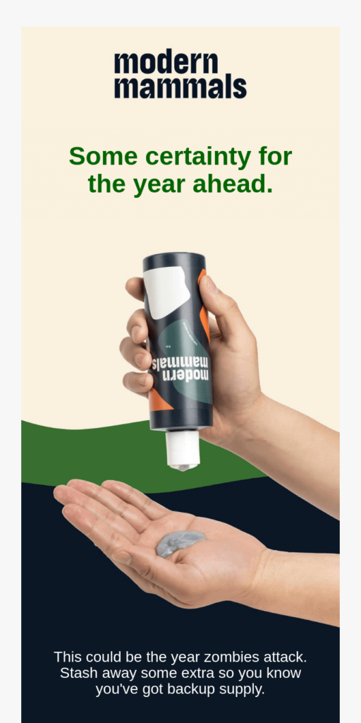 Christmas email template idea: hands holding the cream tub