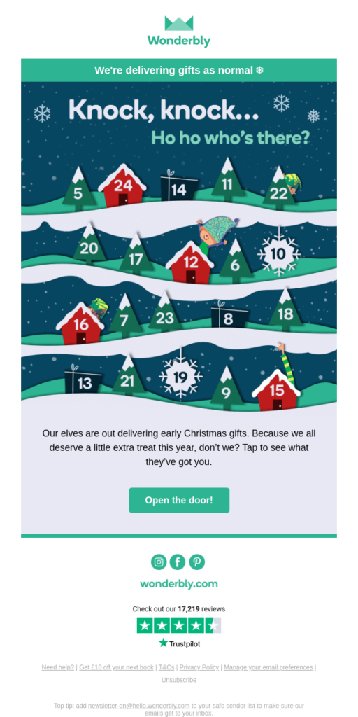 Christmas email idea: an Advent Calendar