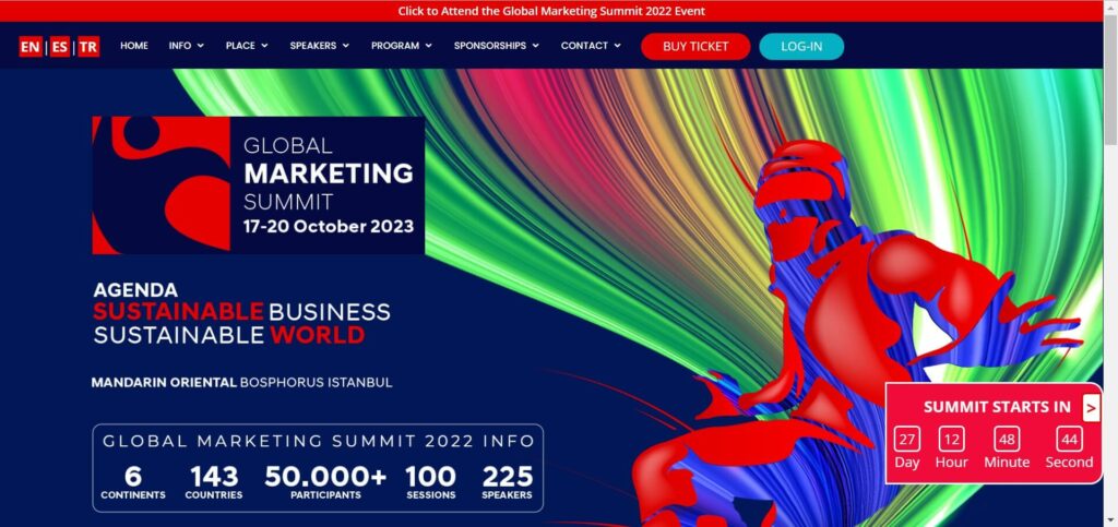 Landing page of the Global Marketing Summit 2023