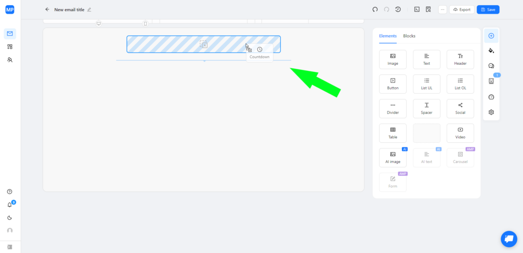 how to add a countdown timer element to an email in Blocks