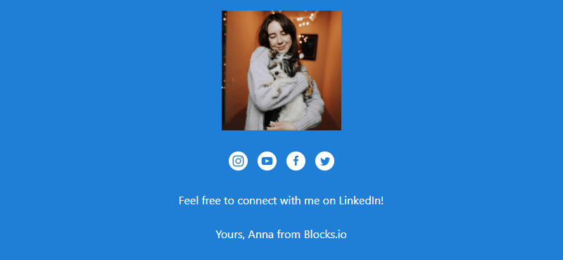 a ready custom-made email signature in Blocks