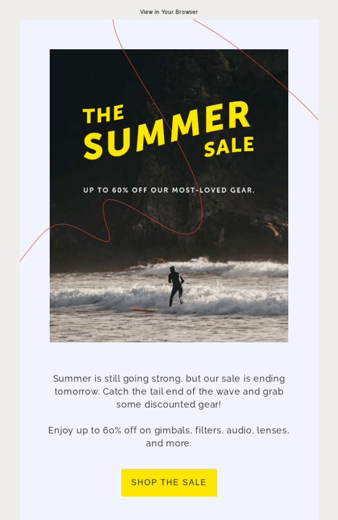 Seasonal email banner in an email by Moment
