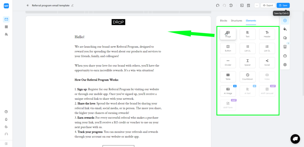 Adding a newsletter banner to an email via Blocks