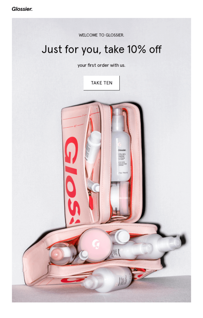 Special offer in an email banner by Glossier