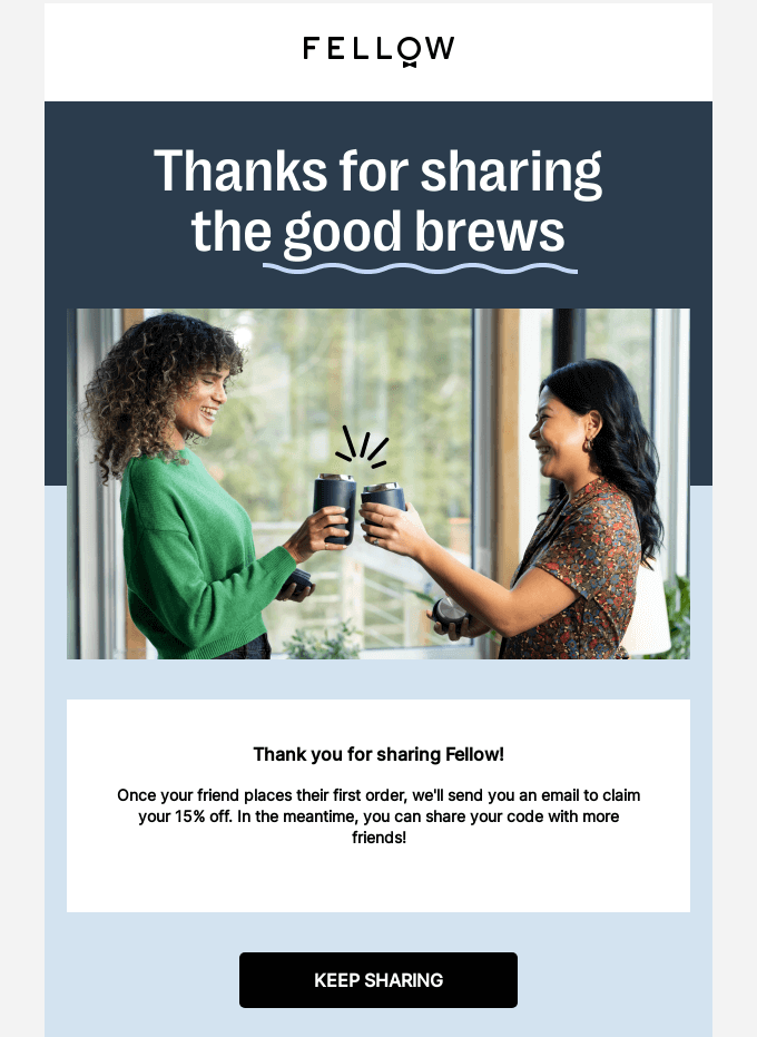 Thank you referral email example by Fellow