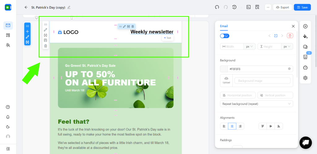 Adding a new email header to a template in Blocks