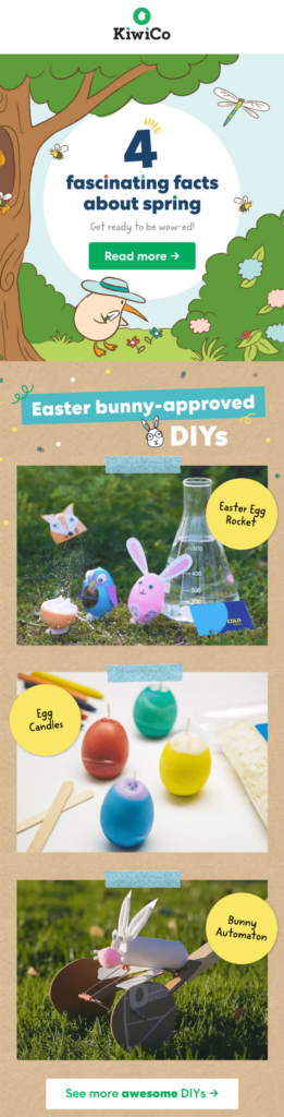 Easter email by KiwiCo providing DIY ideas