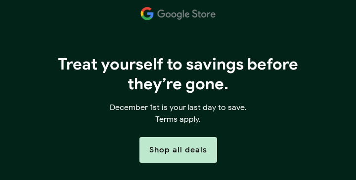 An email by Google expanding on the offer showcased in their Cyber Monday subject line