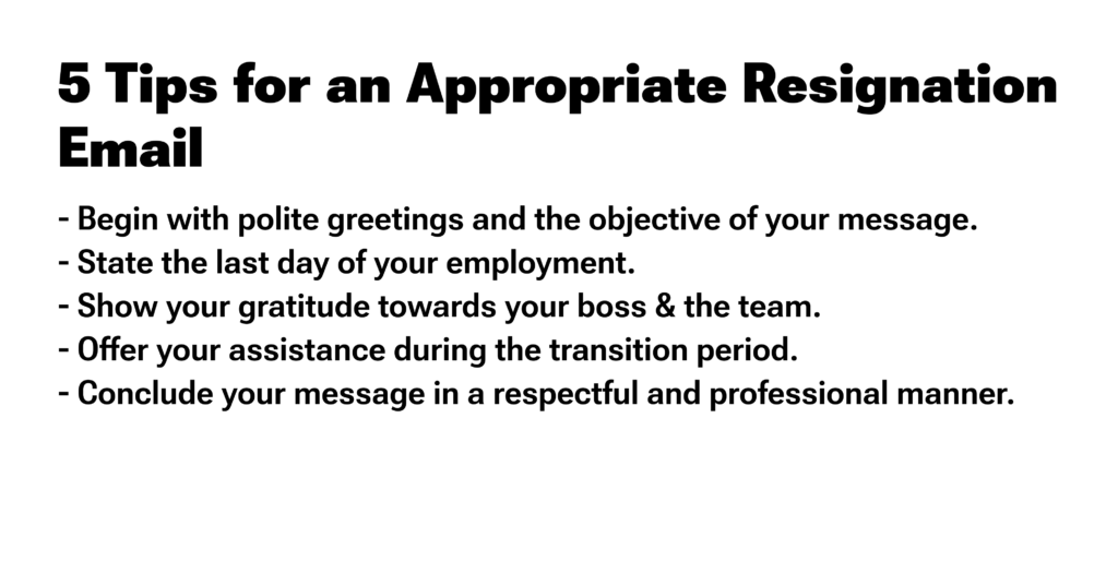 5 tips on what to say in a resignation email.